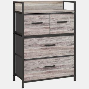 HOMCOM Cómoda de Quarto Armário de Armazenamento com 4 Gavetas Dobráveis Prateleira Aberta e Estrutura de Aço para Sala Entrada 60x29x85 cm Cinzento