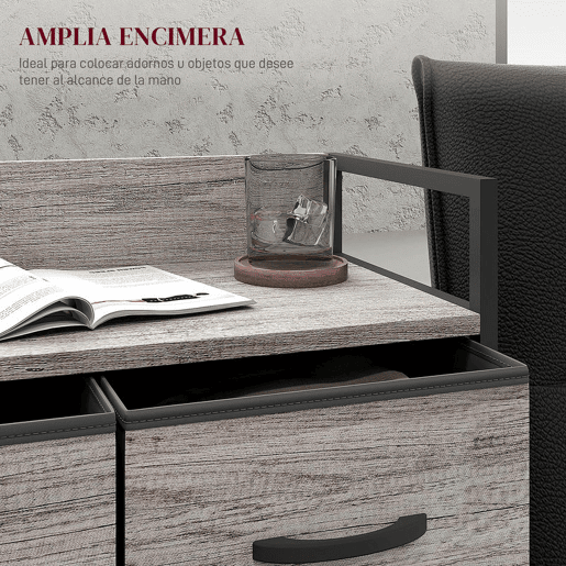 HOMCOM Cómoda de Quarto Armário de Armazenamento com 4 Gavetas Dobráveis Prateleira Aberta e Estrutura de Aço para Sala Entrada 60x29x85 cm Cinzento