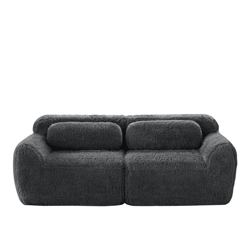 Sofá de 2 lugares - modular, sem braços, almofadas, espuma elástica, antiderrapante - Cinza Sofá de 2 lugares - modular, sem braços, almofadas, espuma elástica, antiderrapante - Cinza