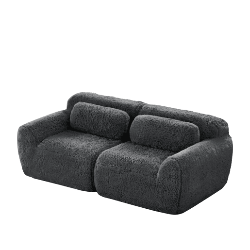 Sofá de 2 lugares - modular, sem braços, almofadas, espuma elástica, antiderrapante - Cinza Sofá de 2 lugares - modular, sem braços, almofadas, espuma elástica, antiderrapante - Cinza