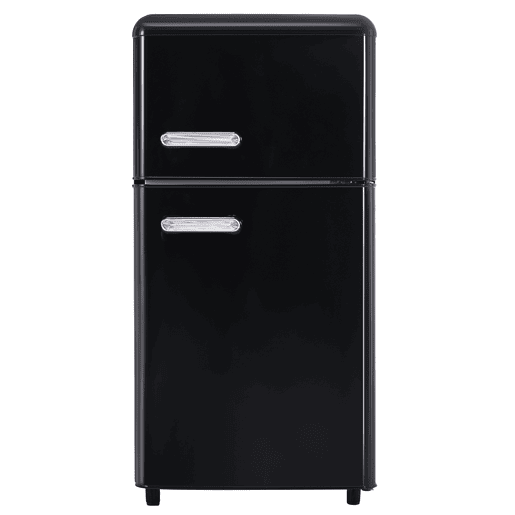 Frigorífico retro 72L - porta dupla com congelador 21L e luz LED - preto