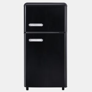 Frigorífico retro 72L - porta dupla com congelador 21L e luz LED - preto