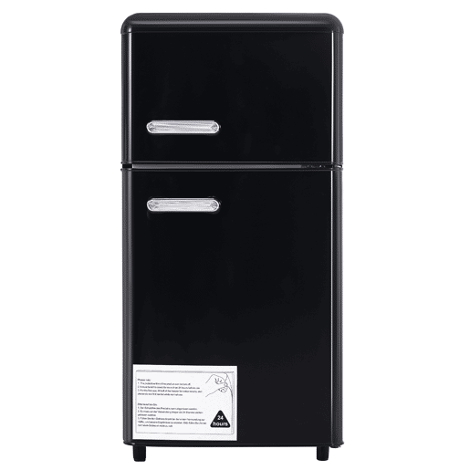 Frigorífico retro 72L - porta dupla com congelador 21L e luz LED - preto