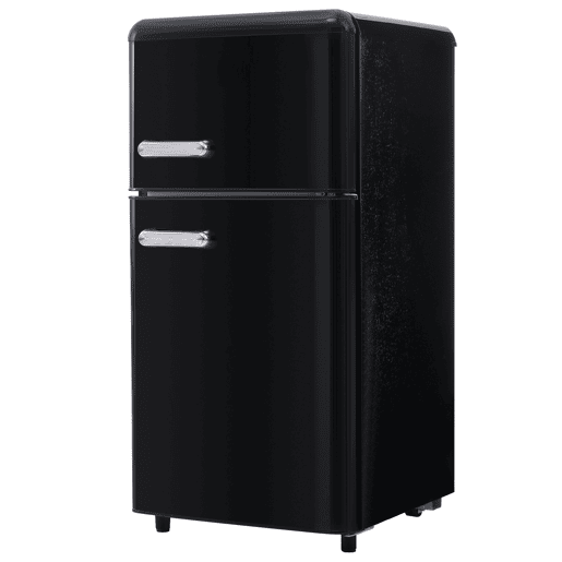 Frigorífico retro 72L - porta dupla com congelador 21L e luz LED - preto