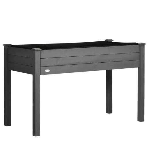 Outsunny Horta Elevada de Madeira 122,5x56,5x76 cm Mesa de Cultivo com Tecido não Tecido e 4 Orifícios de Drenagem para Cultivo de Plantas e Flores Madeira