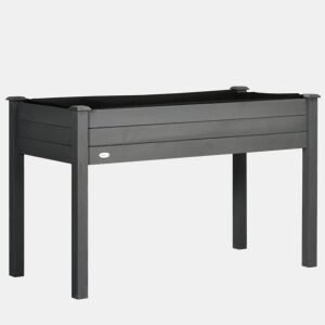 Outsunny Horta Elevada de Madeira 122,5x56,5x76 cm Mesa de Cultivo com Tecido não Tecido e 4 Orifícios de Drenagem para Cultivo de Plantas e Flores Madeira