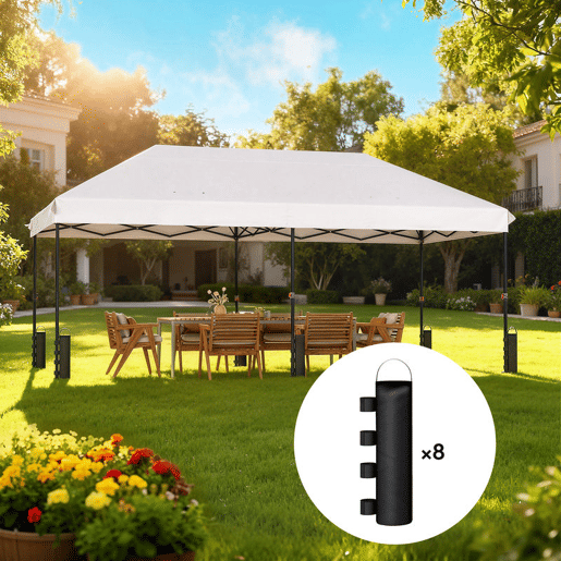Outsunny Conjunto de 8 Sacos de Pesos para Tendas Pesos para Pernas de Tenda em Tecido Oxford 600D Sacos de Areia para Exterior Sem Areia Preto
