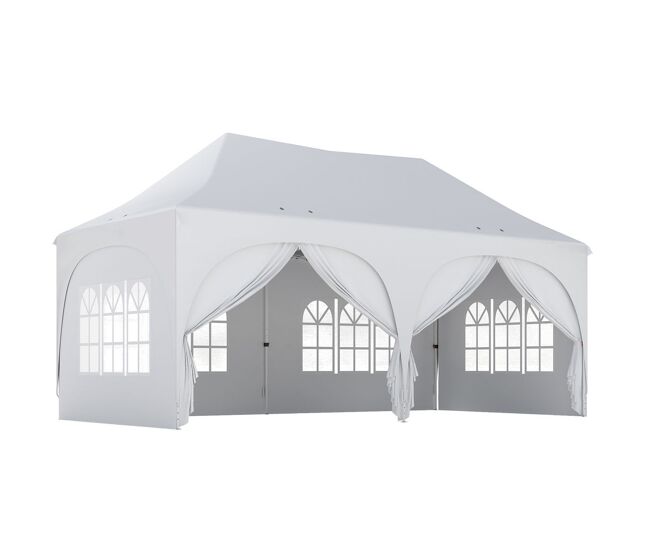 Outsunny carpa plegable 6x3 m, pop-up, con 6 laterales extraíbles, cenador de jardín con altura ajustable, ventanas, bolsa de transporte, upf30+, gazebo para camping, fiestas, exterior, gris claro