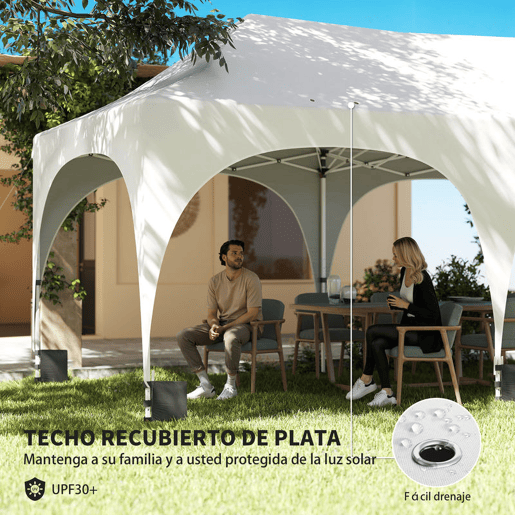 Outsunny Tenda Dobrável 6x3 m Tenda Pop-up com 6 Laterais Removíveis Altura Ajustável Janelas Bolsa de Transporte UPF30+ Tenda para Campismo Festas Exterior Branco