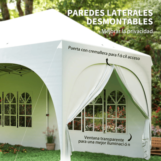 Outsunny Tenda Dobrável 6x3 m Tenda Pop-up com 6 Laterais Removíveis Altura Ajustável Janelas Bolsa de Transporte UPF30+ Tenda para Campismo Festas Exterior Branco