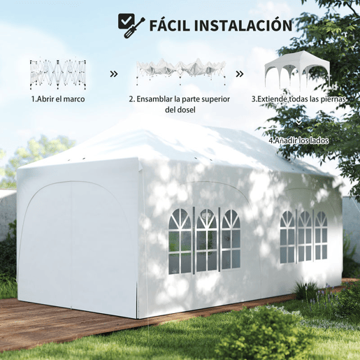 Outsunny Tenda Dobrável 6x3 m Tenda Pop-up com 6 Laterais Removíveis Altura Ajustável Janelas Bolsa de Transporte UPF30+ Tenda para Campismo Festas Exterior Branco