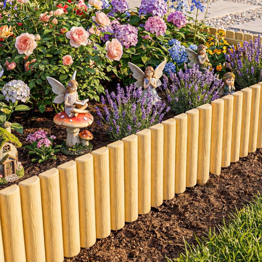Outsunny Cerca de Jardim em Madeira 176x38 cm Cerca Decorativa Resistente e Fácil de Instalar para Horta Pátio Terraço Relva Madeira
