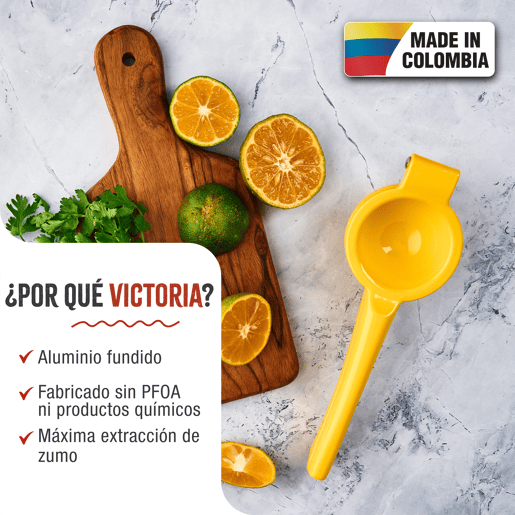 Victoria 31312 Espremedor de Limões Manual em Alumínio Fundido, Extração Máxima de Sumo de Citrinos, , Amarelo