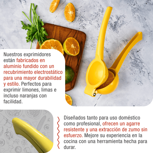 Victoria 31312 Espremedor de Limões Manual em Alumínio Fundido, Extração Máxima de Sumo de Citrinos, , Amarelo