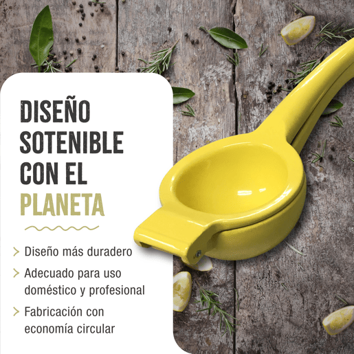 Victoria 31312 Espremedor de Limões Manual em Alumínio Fundido, Extração Máxima de Sumo de Citrinos, , Amarelo