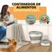Conjunto Comedero Contenedor MDF, Acero Inoxidable PawHut Conjunto Comedero Contenedor MDF, Acero Inoxidable PawHut Blanco