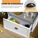 Conjunto Comedero Contenedor MDF, Acero Inoxidable PawHut Conjunto Comedero Contenedor MDF, Acero Inoxidable PawHut Blanco