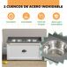 Conjunto Comedero Contenedor MDF, Acero Inoxidable PawHut Conjunto Comedero Contenedor MDF, Acero Inoxidable PawHut Blanco