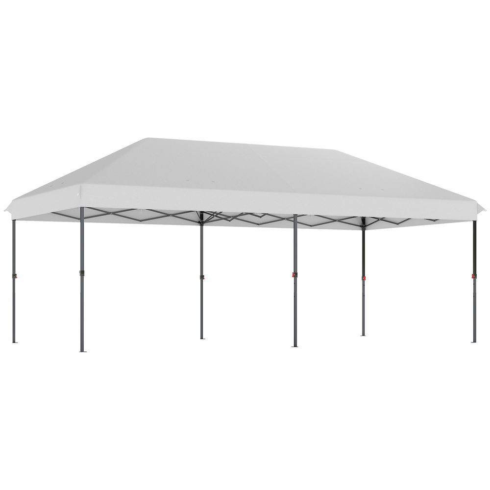 Outsunny carpa plegable gazebo 6x3 m, pop-up, cenador de jardín altura ajustable en 3 niveles, toldo protección upf50+, montaje fácil con bloqueo central, 6 sacos de arena y bolsa con ruedas, plateado