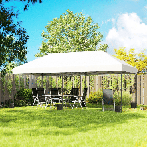 Outsunny Tenda Dobrável Gazebo 6x3 m, Pop-up, Altura Ajustável em 3 Níveis, Toldo com Proteção UPF50+, Montagem Fácil com Fecho Central, 6 Sacos de Areia e Bolsa com Rodas, Prateado
