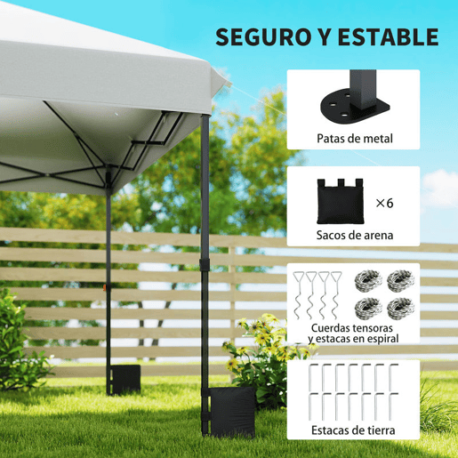 Outsunny Tenda Dobrável Gazebo 6x3 m, Pop-up, Altura Ajustável em 3 Níveis, Toldo com Proteção UPF50+, Montagem Fácil com Fecho Central, 6 Sacos de Areia e Bolsa com Rodas, Prateado