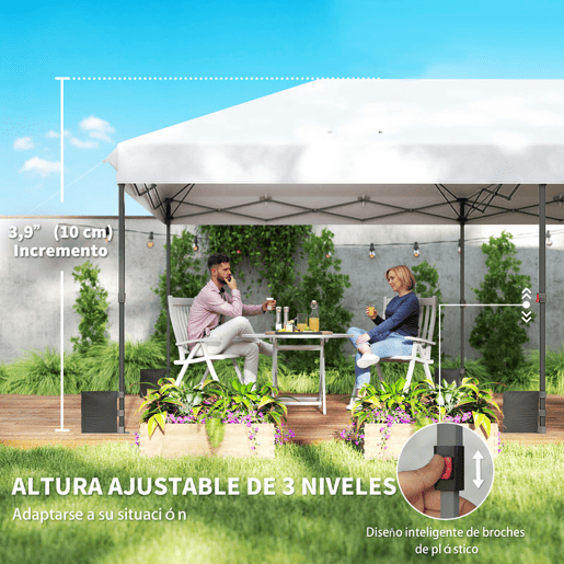 Outsunny Tenda Dobrável Gazebo 6x3 m, Pop-up, Altura Ajustável em 3 Níveis, Toldo com Proteção UPF50+, Montagem Fácil com Fecho Central, 6 Sacos de Areia e Bolsa com Rodas, Prateado