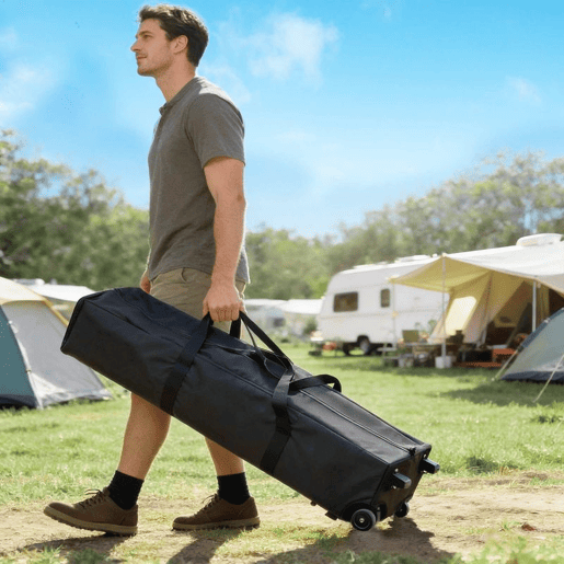 Outsunny Tenda Dobrável Pop-up Gazebo 4x4 m com Bloqueio Central, UPF50+, Altura Ajustável, 4 Sacos de Areia e Bolsa de Transporte com Rodas, para Camping, Festas, Bege e Castanho