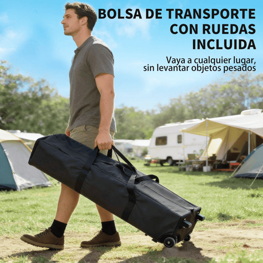 Outsunny Tenda Dobrável Pop-up Gazebo 4x4 m com Bloqueio Central, UPF50+, Altura Ajustável, 4 Sacos de Areia e Bolsa de Transporte com Rodas, para Camping, Festas, Bege e Castanho