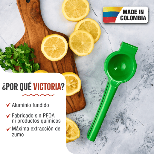 Victoria 31374 Espremedor de Limões Manual em Alumínio Fundido, Extração Máxima de Sumo de Citrinos, , Verde