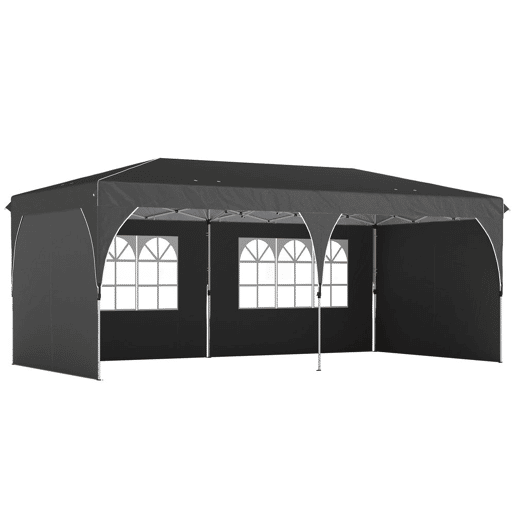 Outsunny Tenda Dobrável 6x3 m Pop-up com 4 Laterais Amovíveis Tenda de Jardim com Faixas Refletoras Altura Ajustável Sistema Central de Bloqueio UPF50+ Impermeável Bolsa de Transporte Cinzento
