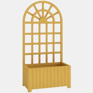 Outsunny Floreira com Treliça de Madeira Floreira Exterior Grande para Plantas Trepadeiras com Orifícios de Drenagem Floreira Elevada para Jardim Pátio Terraço 60x30x120 cm Madeira