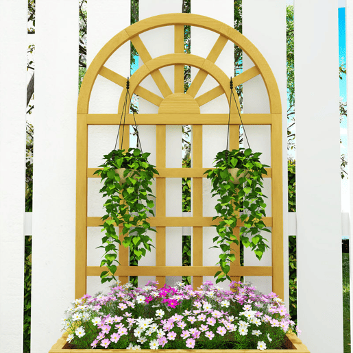 Outsunny Floreira com Treliça de Madeira Floreira Exterior Grande para Plantas Trepadeiras com Orifícios de Drenagem Floreira Elevada para Jardim Pátio Terraço 60x30x120 cm Madeira