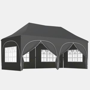 Outsunny Tenda Dobrável 6x3 m Tenda Pop-up com 6 Laterais Removíveis Altura Ajustável Janelas Bolsa de Transporte UPF30+ Tenda para Campismo Festas Exterior Cinzento Escuro