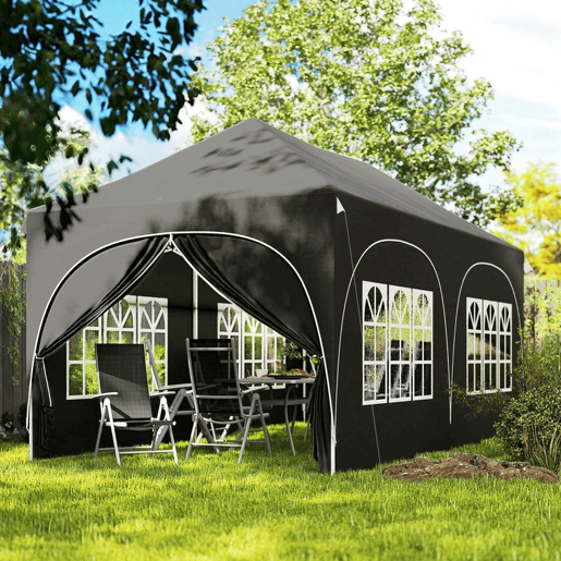 Outsunny Tenda Dobrável 6x3 m Tenda Pop-up com 6 Laterais Removíveis Altura Ajustável Janelas Bolsa de Transporte UPF30+ Tenda para Campismo Festas Exterior Cinzento Escuro