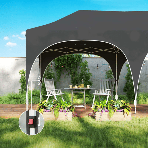 Outsunny Tenda Dobrável 6x3 m Tenda Pop-up com 6 Laterais Removíveis Altura Ajustável Janelas Bolsa de Transporte UPF30+ Tenda para Campismo Festas Exterior Cinzento Escuro