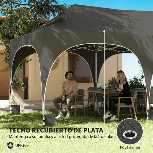 Outsunny Tenda Dobrável 6x3 m Tenda Pop-up com 6 Laterais Removíveis Altura Ajustável Janelas Bolsa de Transporte UPF30+ Tenda para Campismo Festas Exterior Cinzento Escuro