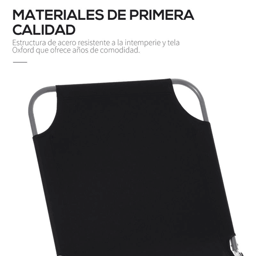 Outsunny Espreguiçadeira Dobrável, Espreguiçadeira de Jardim Exterior com Encosto Ajustável em 5 Posições e Estrutura Metálica, Suporta Até 120 kg, Para Terraço, Piscina, Praia, 187x55x24 cm, Preto