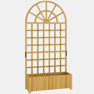 Outsunny Floreira com Treliça de Madeira Floreira Grande para Plantas Trepadeiras com Orifícios de Drenagem Floreira Elevada para Jardim Pátio Terraço 90x30x180 cm Madeira