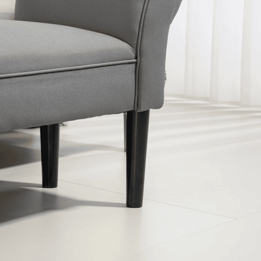 HOMCOM Banco para Pé de Cama Banco Estofado em Linho Sintético com Pés de Madeira Braços e Assento Acolchoado Estilo Moderno para Quarto Entrada Corredor Cinzento Escuro