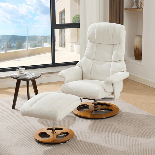 Poltrona relax - massagem, calor, reclinável, giratória 360° com apoio para os pés - branca