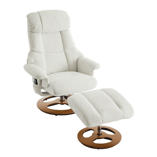 Poltrona relax - massagem, calor, reclinável, giratória 360° com apoio para os pés - branca