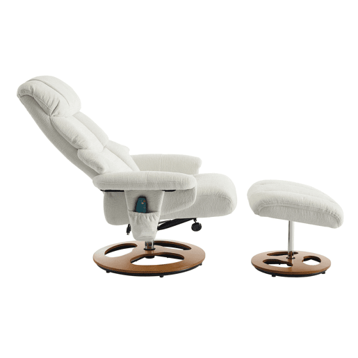 Poltrona relax - massagem, calor, reclinável, giratória 360° com apoio para os pés - branca