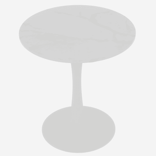 Mesa de café 70 cm - estilo mid-century, tampo redondo em mármore branco, para 2-4 pessoas - Branco