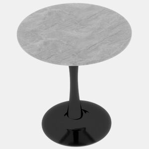 Mesa de centro 70 cm - estilo moderno de meados do século, tampo redondo em mármore - Preto+Cinza