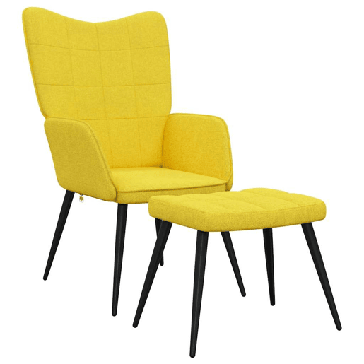 vidaXL Cadeira de descanso com banco tecido amarelo mostarda