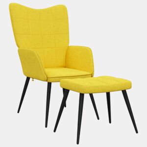 vidaXL Cadeira de descanso com banco tecido amarelo mostarda