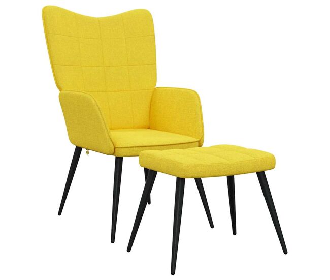 Vidaxl sillón de relax con reposapiés tela amarillo mostaza