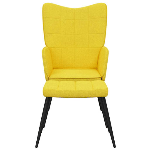vidaXL Cadeira de descanso com banco tecido amarelo mostarda