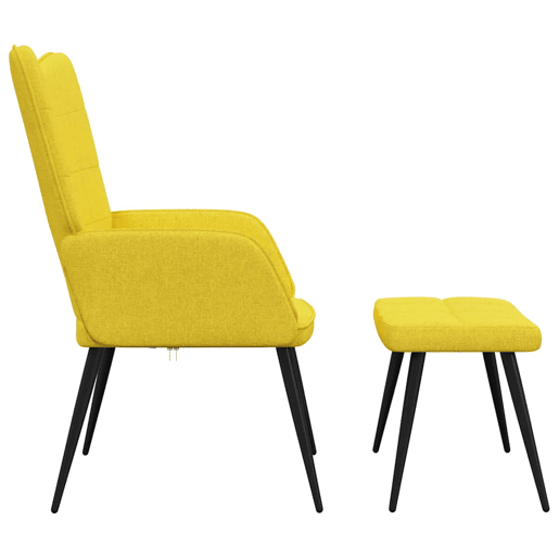 vidaXL Cadeira de descanso com banco tecido amarelo mostarda