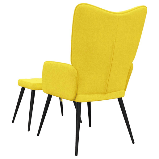 vidaXL Cadeira de descanso com banco tecido amarelo mostarda